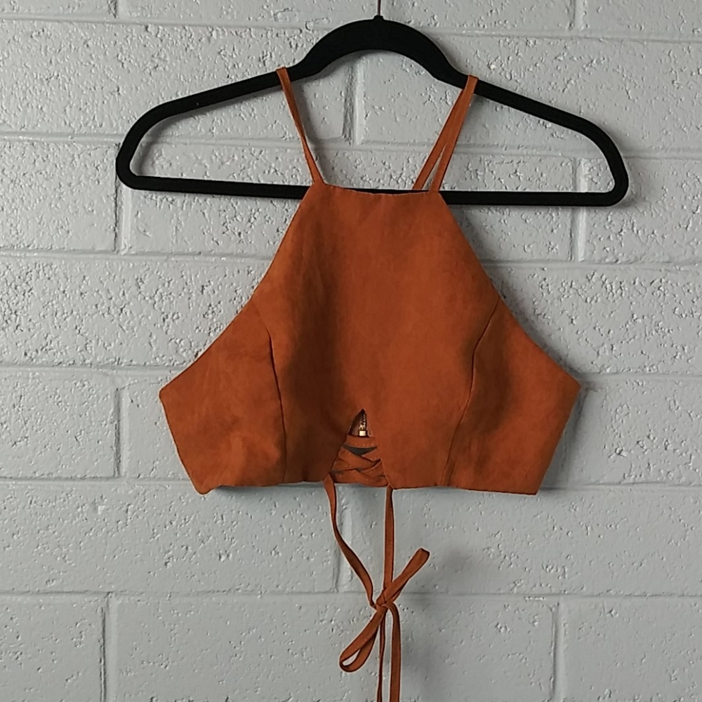 Faux suede crop top